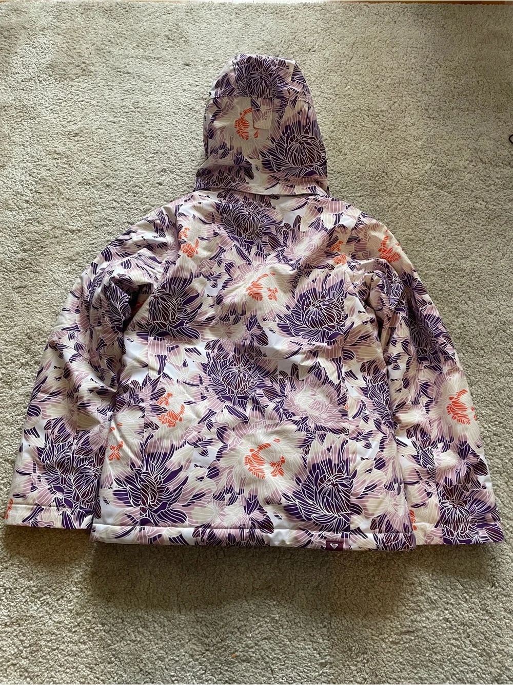 Roxy Floral Purple & Cream Ski Snow Jacket size 14 XL